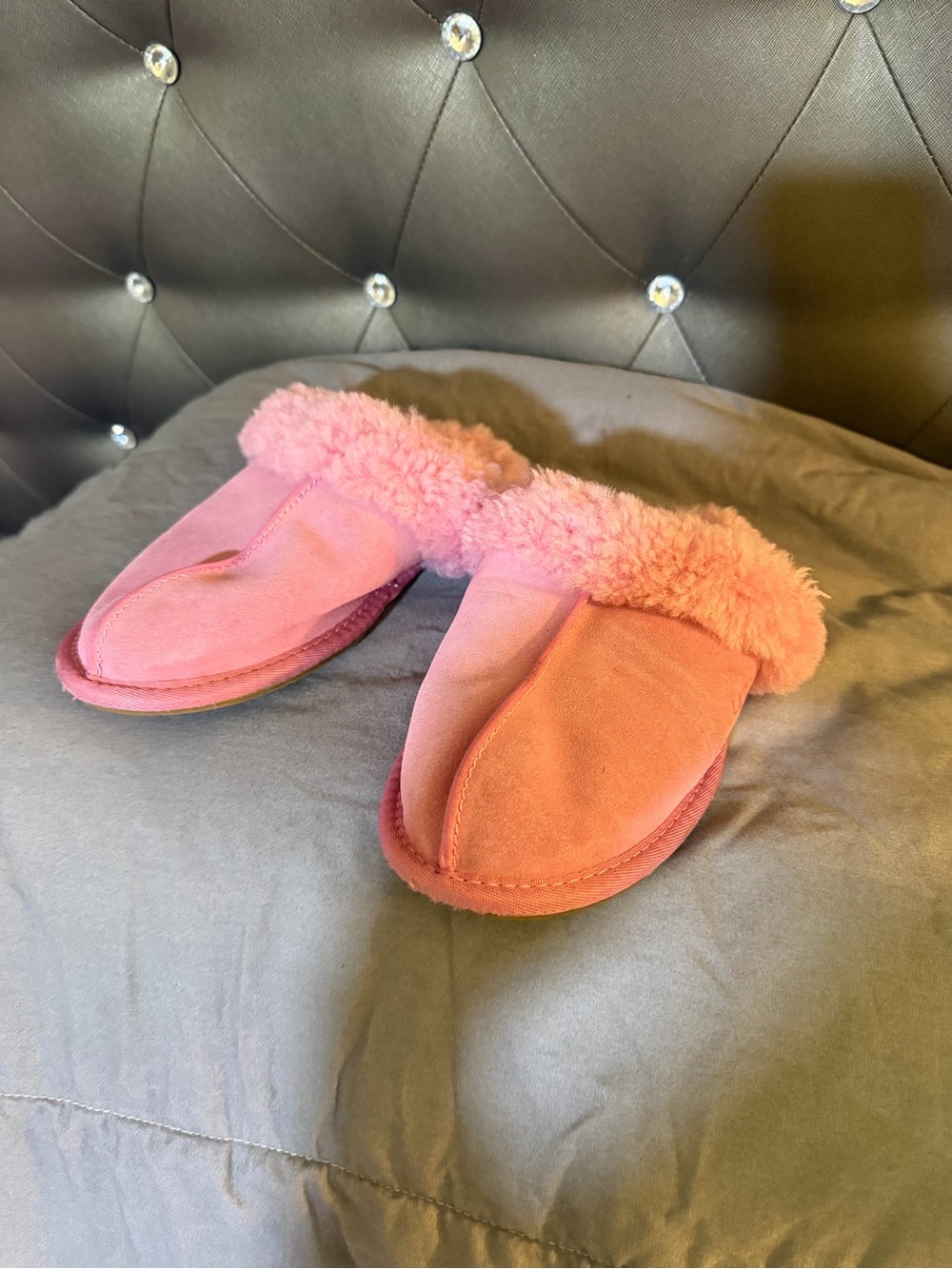 UGG Pink Shearling Cuff Slip-On Women’s Slippers